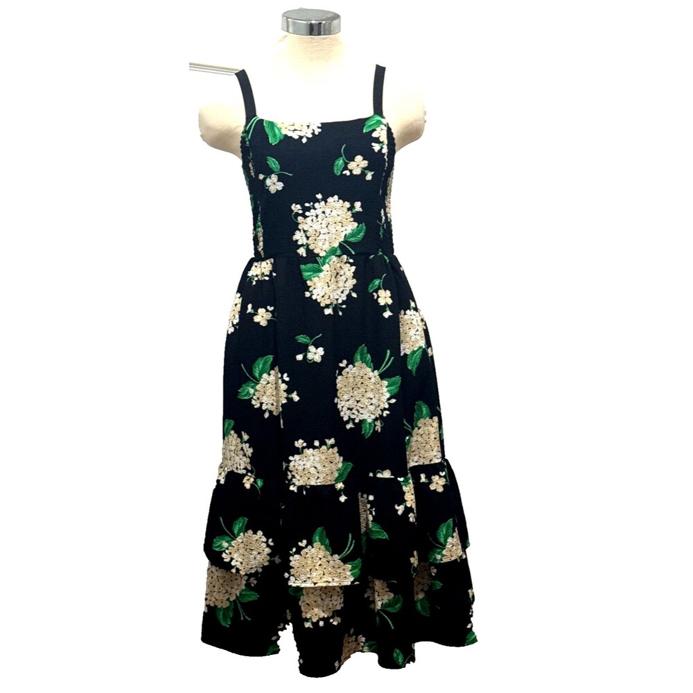 DRAPER JAMES RSVP Womens S Multi-color Floral Tiered Boho Cottagecore Midi Dress